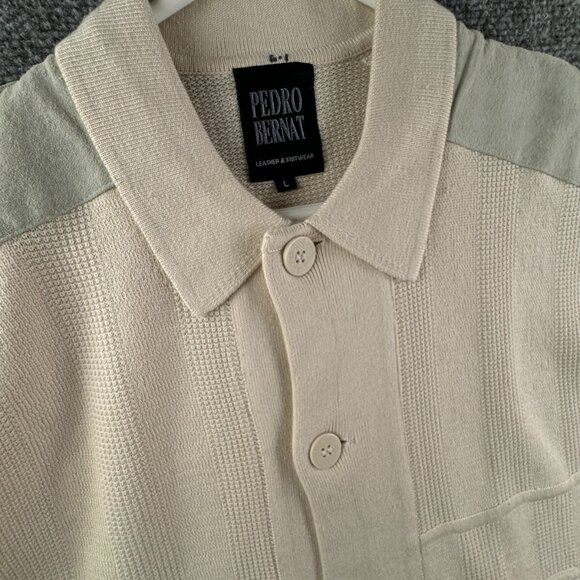 Pedro Bernardo Leather Knitwear Sweater Cardigan Women Large Ivory Button Up - Picture 12 of 13